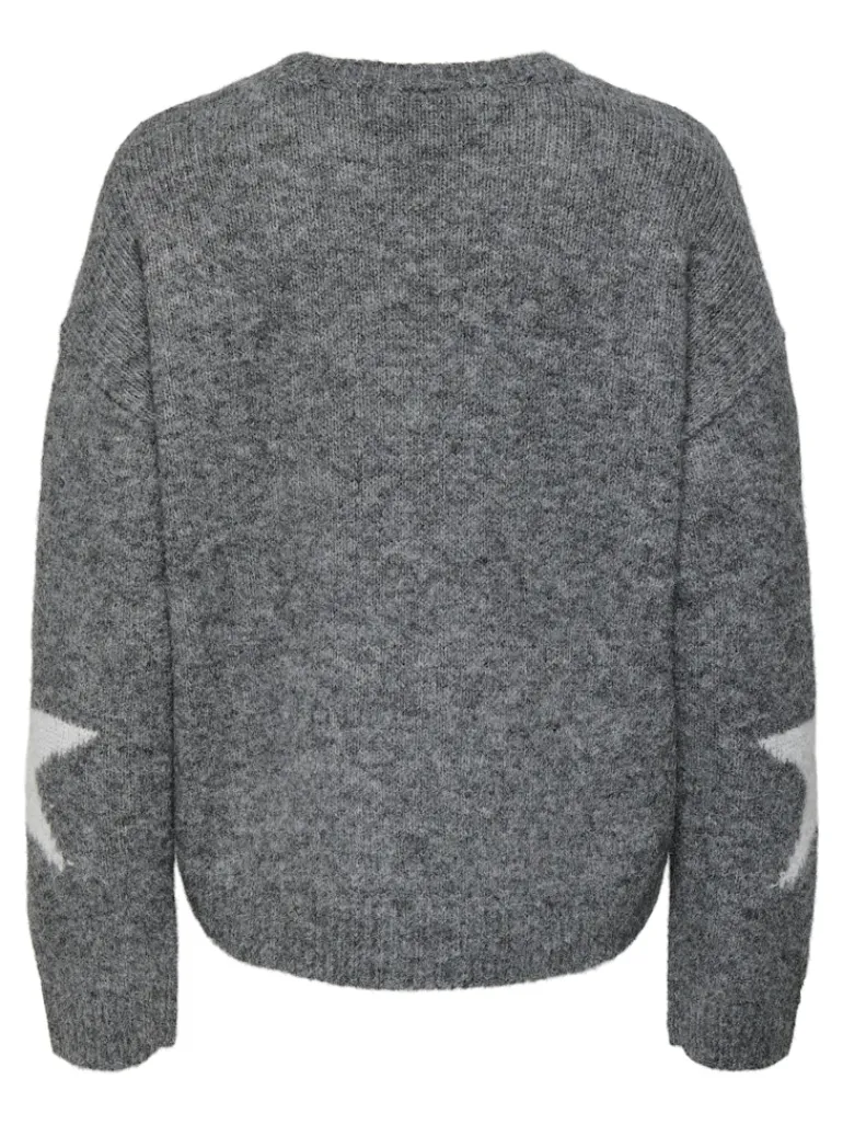 ONLAZU LS STAR O-NECK KNT dark grey melange