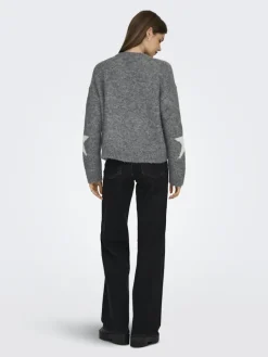 ONLAZU LS STAR O-NECK KNT dark grey melange
