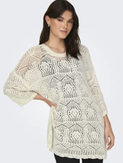 ONLBEACHIE LIFE 3/4 LOOSE ONECK KNT cloud dancer