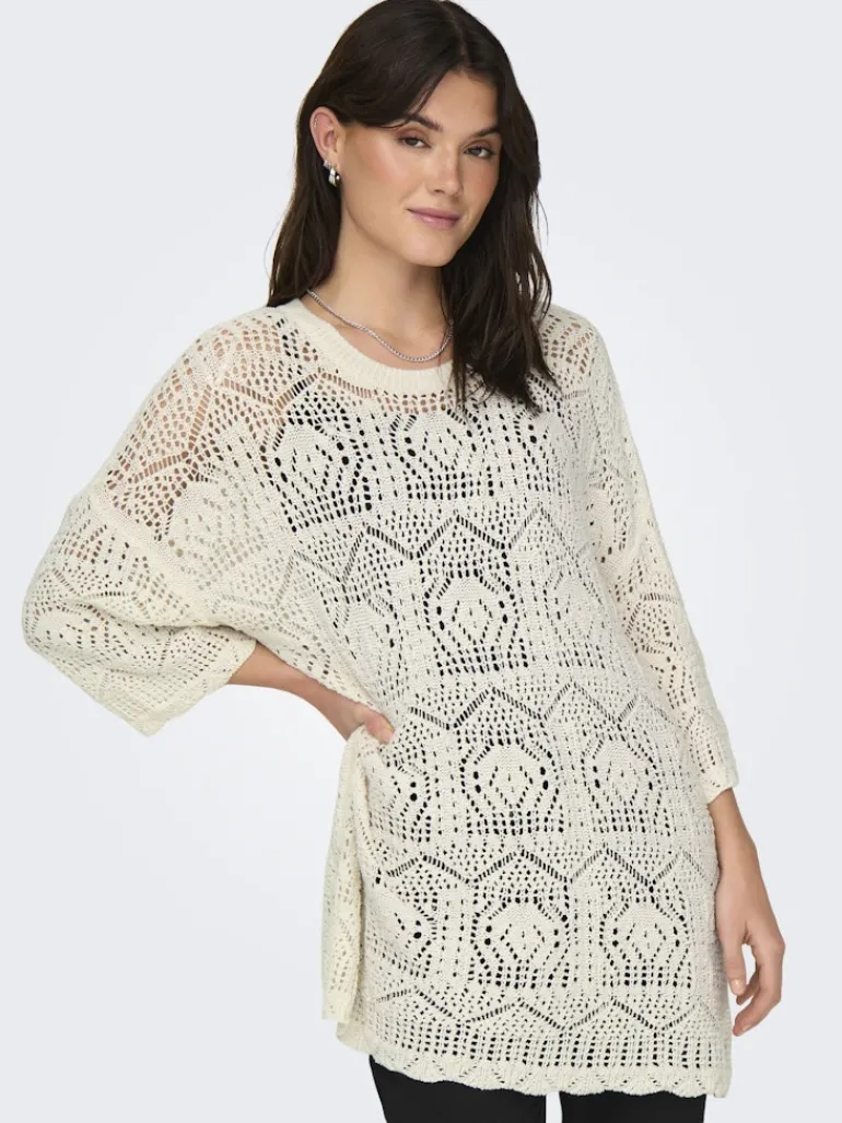 ONLBEACHIE LIFE 3/4 LOOSE ONECK KNT cloud dancer