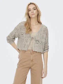 ONLBEACH LIFE 7/8 TIE CARDIGAN KNT NOOS pumice stone