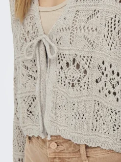ONLBEACH LIFE 7/8 TIE CARDIGAN KNT NOOS pumice stone