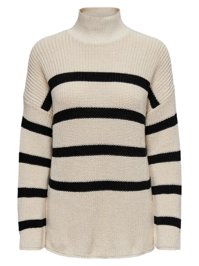 ONLBELLA LIFE LS HIGH NECK KNT pumice stone-black