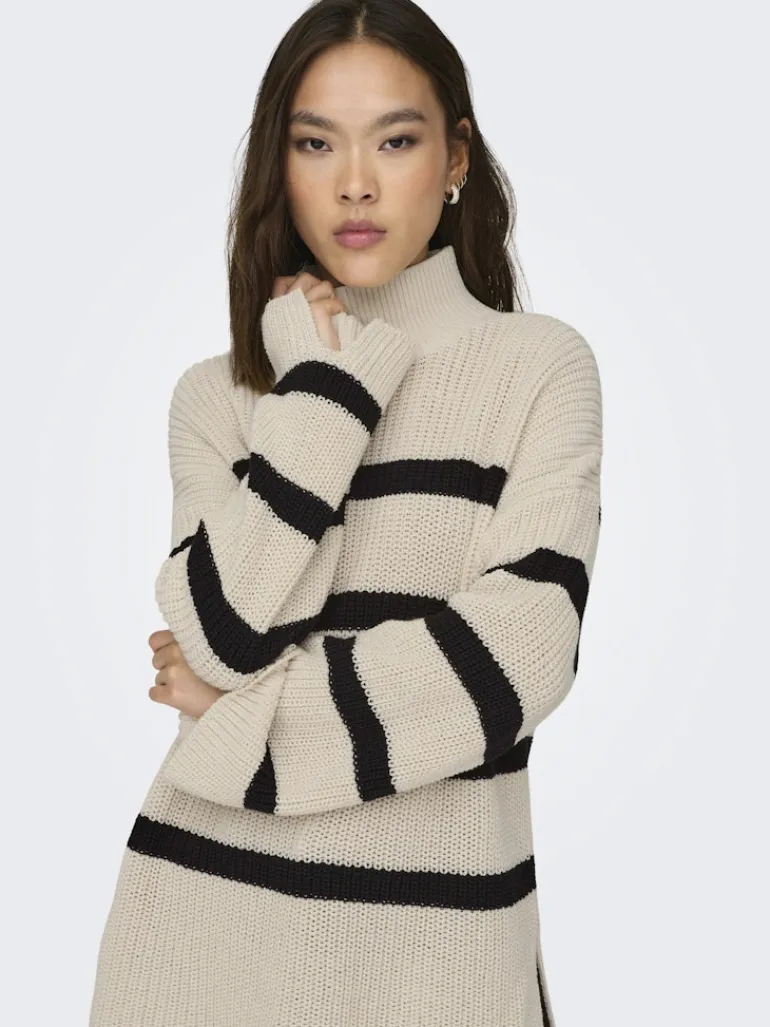 ONLBELLA LIFE LS HIGH NECK KNT pumice stone-black
