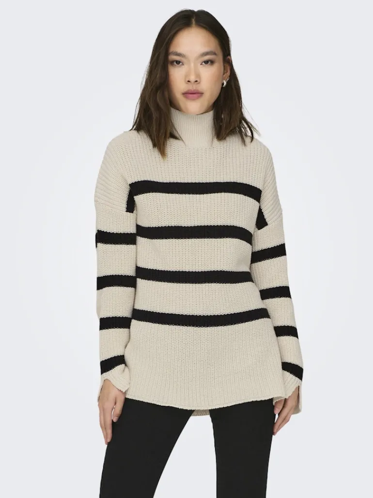 ONLBELLA LIFE LS HIGH NECK KNT pumice stone-black