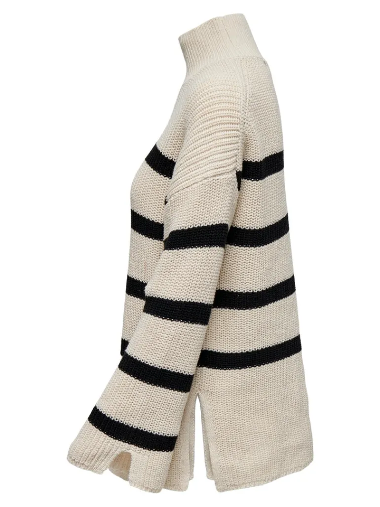 ONLBELLA LIFE LS HIGH NECK KNT pumice stone-black