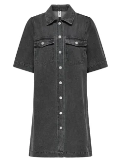 ONLBELLE S/S BUTTON DRESS DNM GUA NOOS washed black