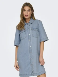 ONLBELLE S/S BUTTON DRESS DNM GUA NOOS light blue denim