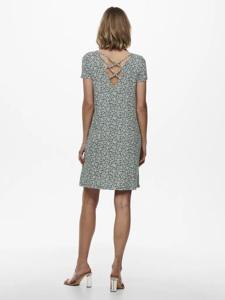 ONLBERA BACK LACE UP S/S DRESS JRS NOOS balsam green