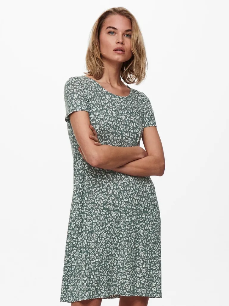 ONLBERA BACK LACE UP S/S DRESS JRS NOOS balsam green