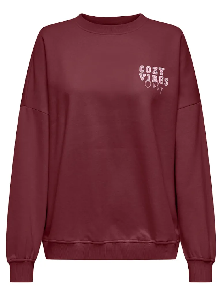 ONLBILA L/S BEAR O-NECK SWT cabernet