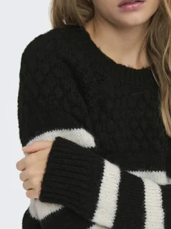 ONLBILLIE LIFE LS STRIPE O-NECK EX KNT black