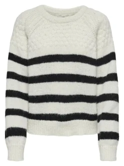 ONLBILLIE LIFE LS STRIPE O-NECK EX KNT cloud dancer