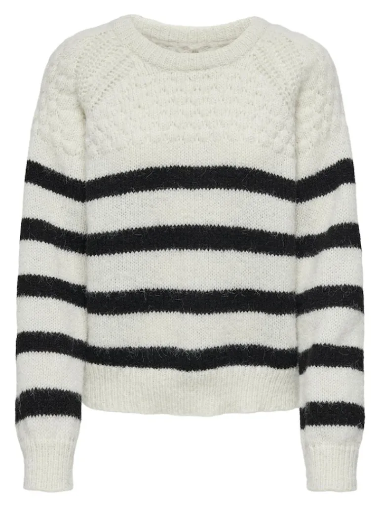 ONLBILLIE LIFE LS STRIPE O-NECK EX KNT cloud dancer