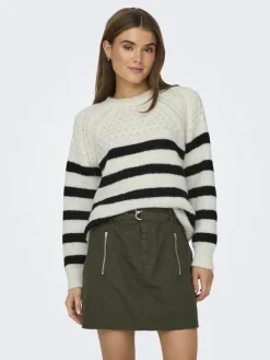 ONLBILLIE LIFE LS STRIPE O-NECK EX KNT cloud dancer