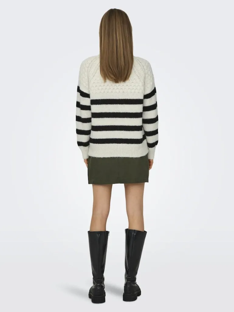 ONLBILLIE LIFE LS STRIPE O-NECK EX KNT cloud dancer