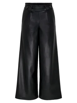 ONLBINA FAUX LEATHER WIDE PANT BF OTW black
