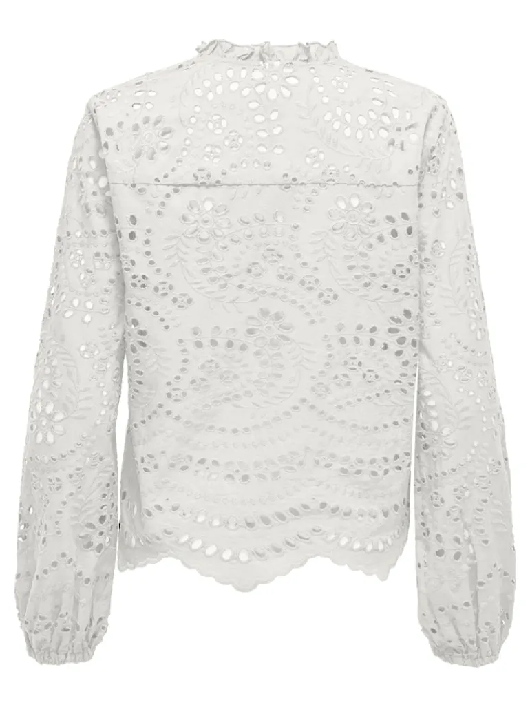 ONLBINE LALISA LS V-NECK EMB TOP WVN cloud dancer