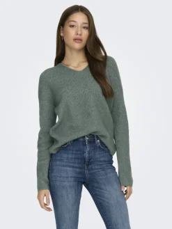 ONLCAMILLA V-NECK L/S PULLOVER KNT NOOS laurel wreath