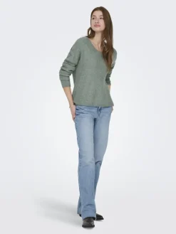 ONLCAMILLA V-NECK L/S PULLOVER KNT NOOS laurel wreath