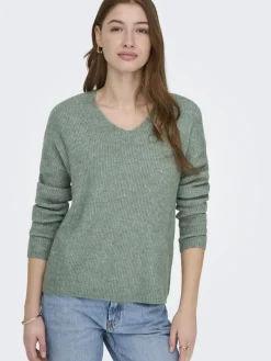 ONLCAMILLA V-NECK L/S PULLOVER KNT NOOS laurel wreath