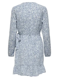 ONLCARLY L/S WRAP SHORT DRESS NOOS WVN cashmere blue