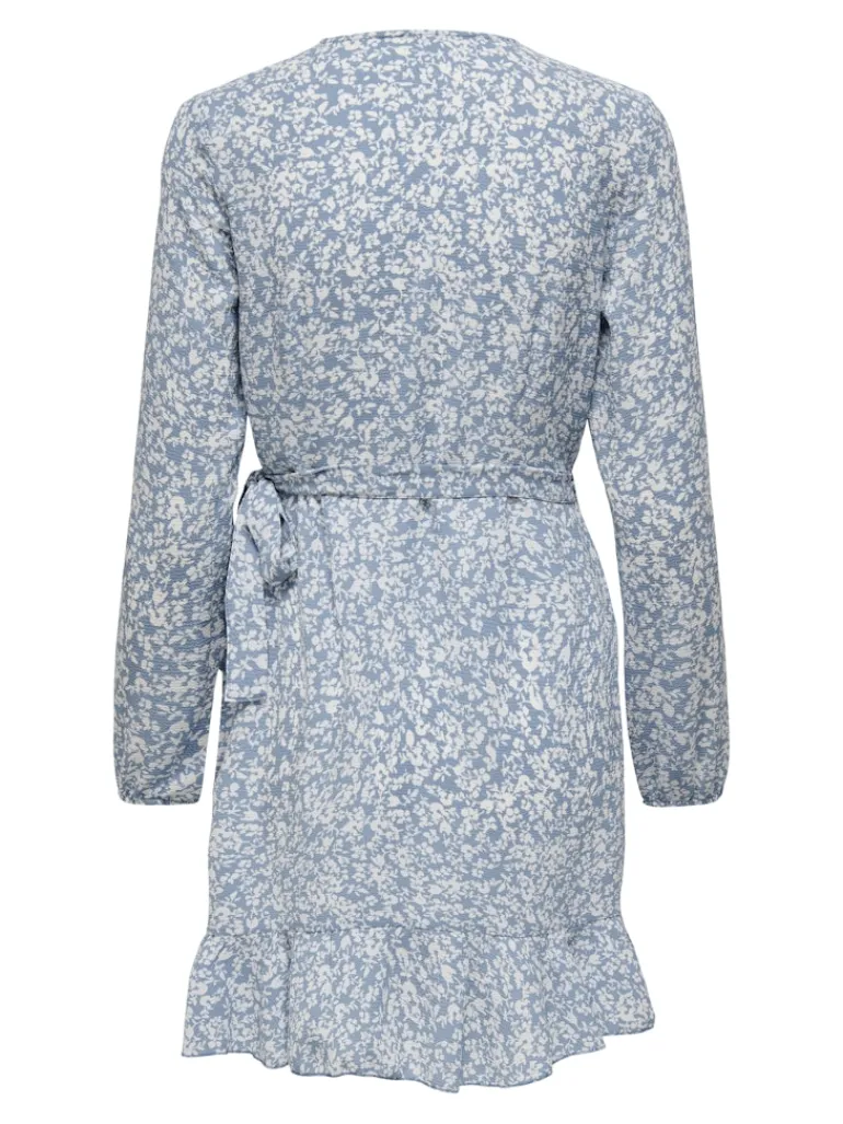 ONLCARLY L/S WRAP SHORT DRESS NOOS WVN cashmere blue