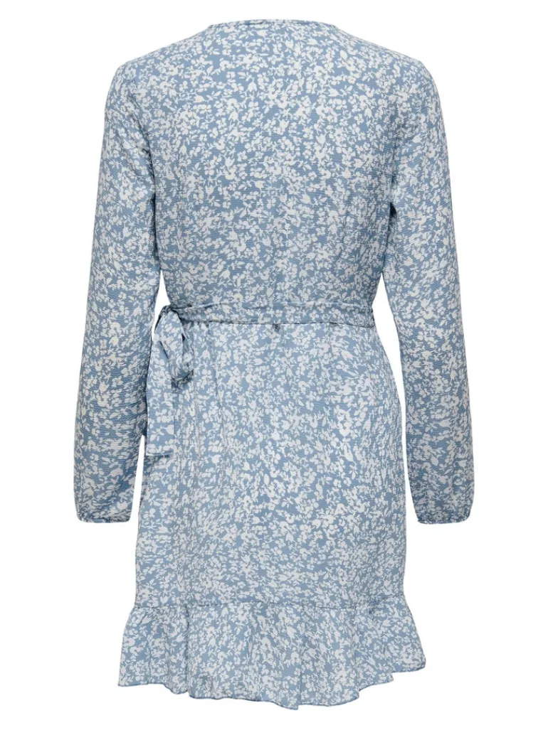 ONLCARLY L/S WRAP SHORT DRESS NOOS WVN cashmere blue