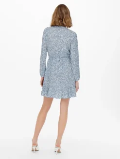 ONLCARLY L/S WRAP SHORT DRESS NOOS WVN cashmere blue