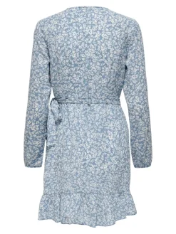 ONLCARLY L/S WRAP SHORT DRESS NOOS WVN cashmere blue