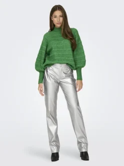 ONLCELINA LS HIGH PULLOVER RP KNT island green
