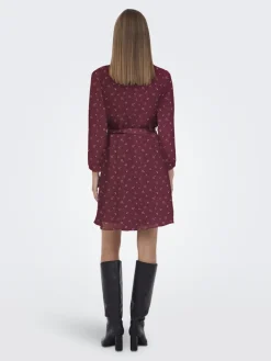 ONLCERA LIFE 3/4 SHORT DRESS WVN NOOS windsor wine