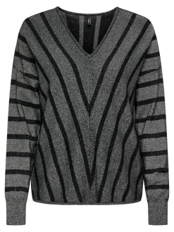ONLDOMINIQUE LS GLITTER V-NECK CS KNT black