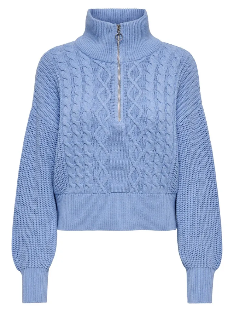 ONLDORITTA LS CABLE ZIP HIG NECK KNT grapemist