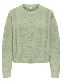ONLELLY LIFE LS CABLE O-NECK CC KNT desert sage