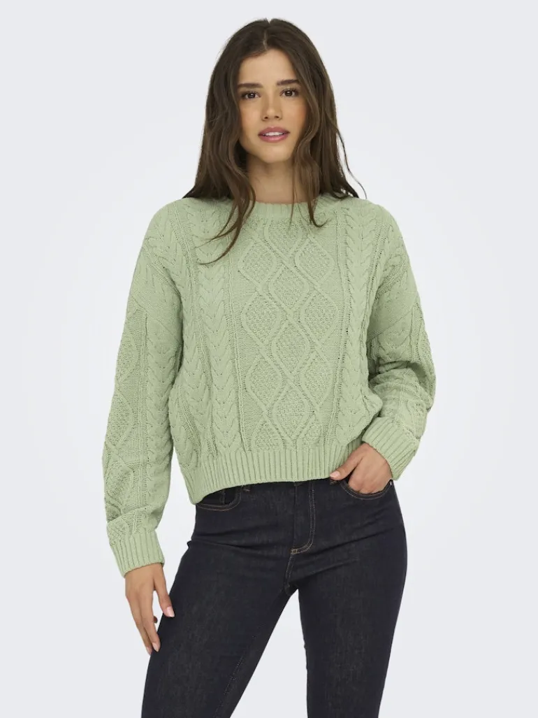 ONLELLY LIFE LS CABLE O-NECK CC KNT desert sage