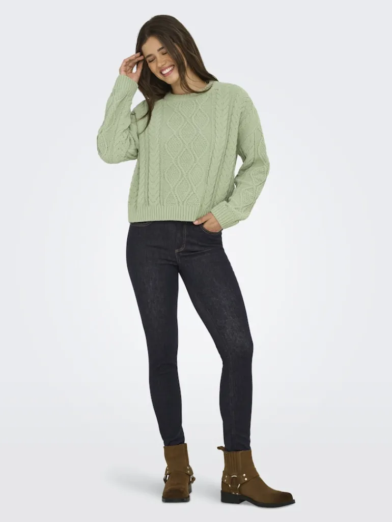 ONLELLY LIFE LS CABLE O-NECK CC KNT desert sage
