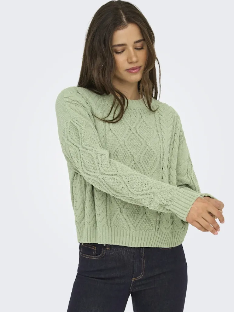 ONLELLY LIFE LS CABLE O-NECK CC KNT desert sage