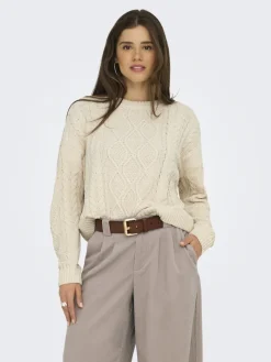 ONLELLY LIFE LS CABLE O-NECK CC KNT birch