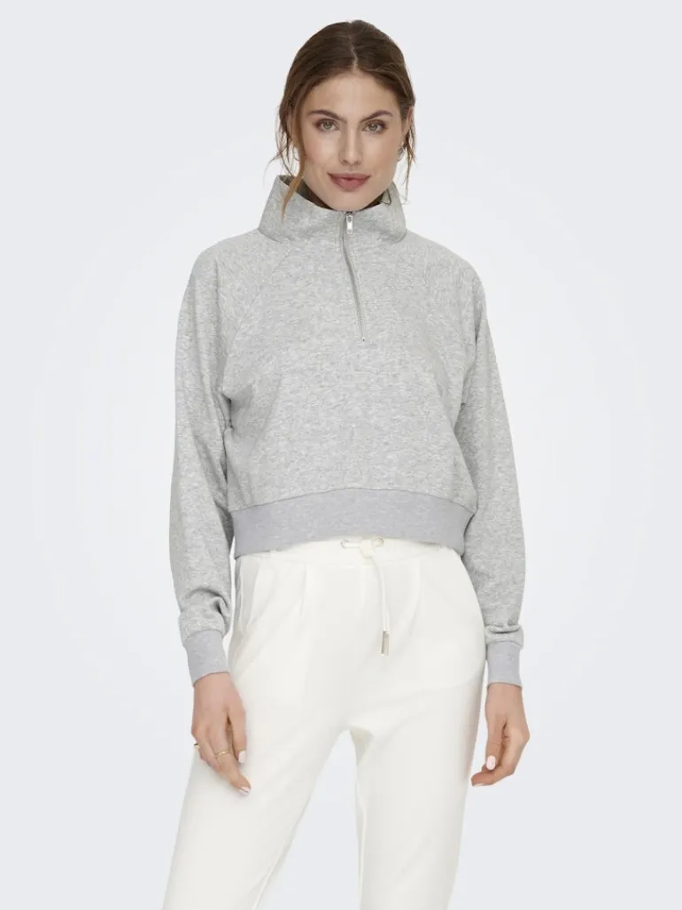 ONLEVERY UNBRUSHED HALF ZIP SWEAT PNT light grey melange