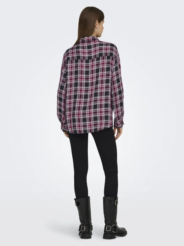 ONLEVIA CHECK L/S LOOSE SHIRT WVN tawny port