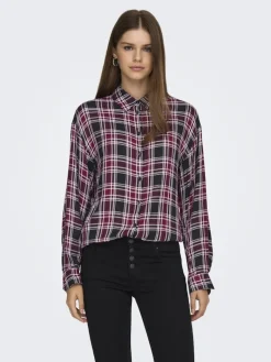 ONLEVIA CHECK L/S LOOSE SHIRT WVN tawny port