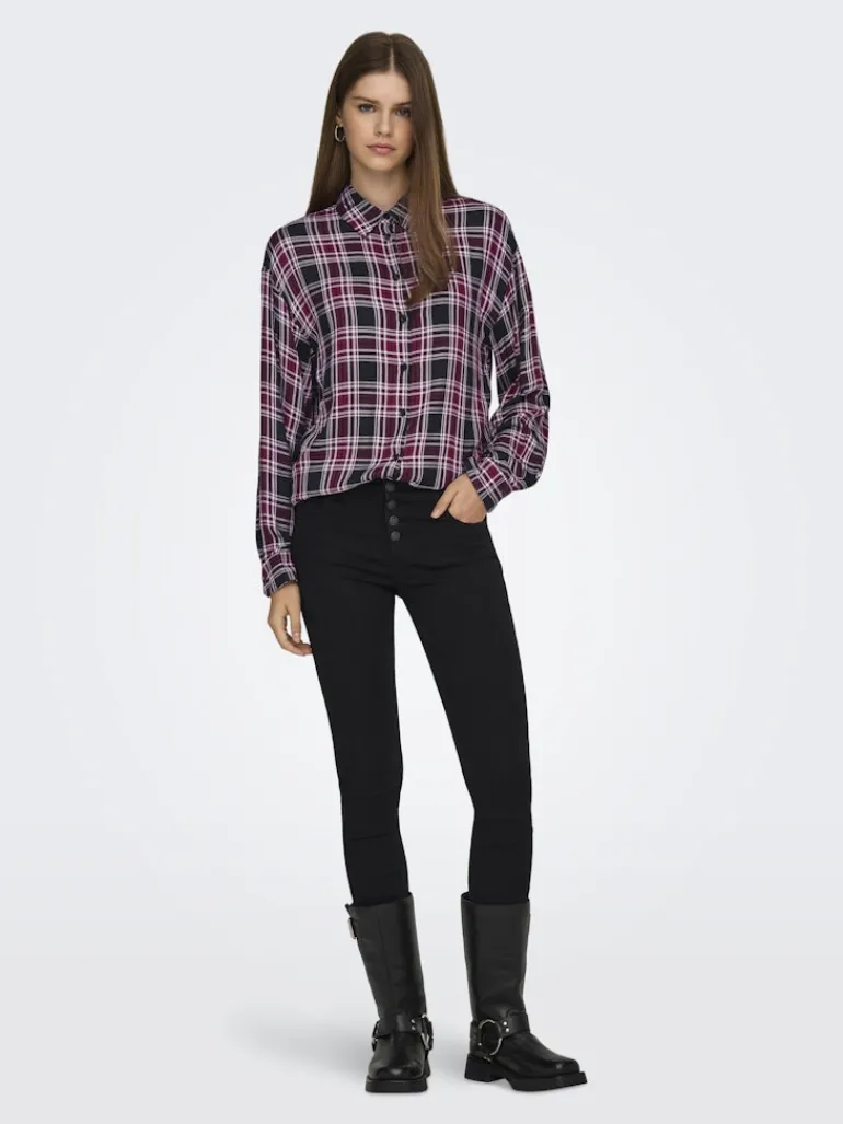 ONLEVIA CHECK L/S LOOSE SHIRT WVN tawny port
