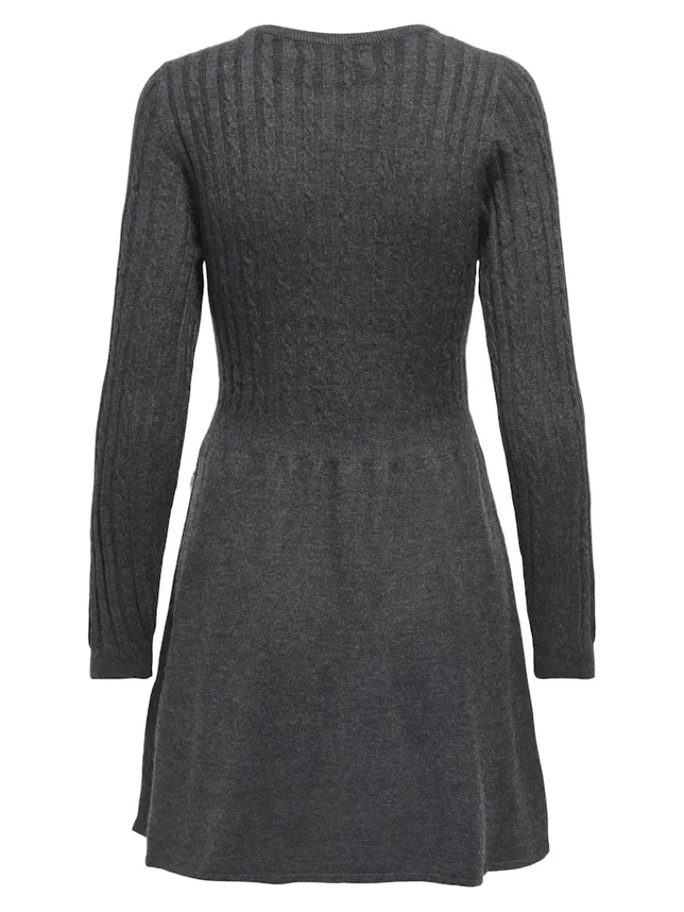 ONLFIA LS CABLE DRESS CS KNT dark grey melange