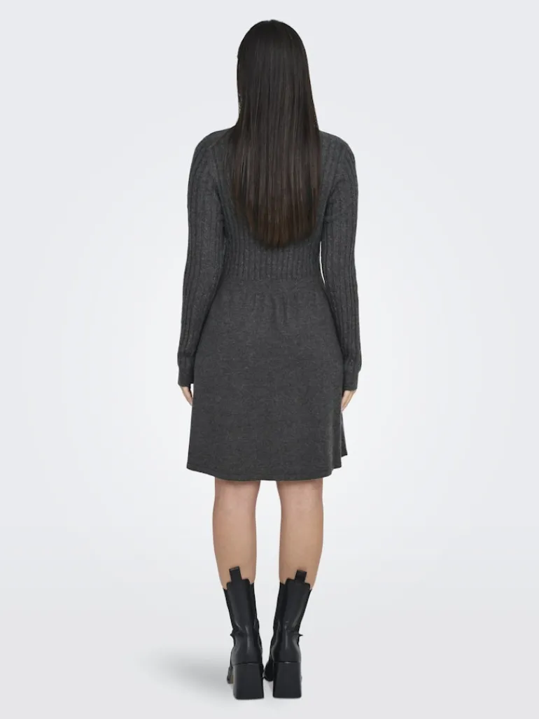 ONLFIA LS CABLE DRESS CS KNT dark grey melange