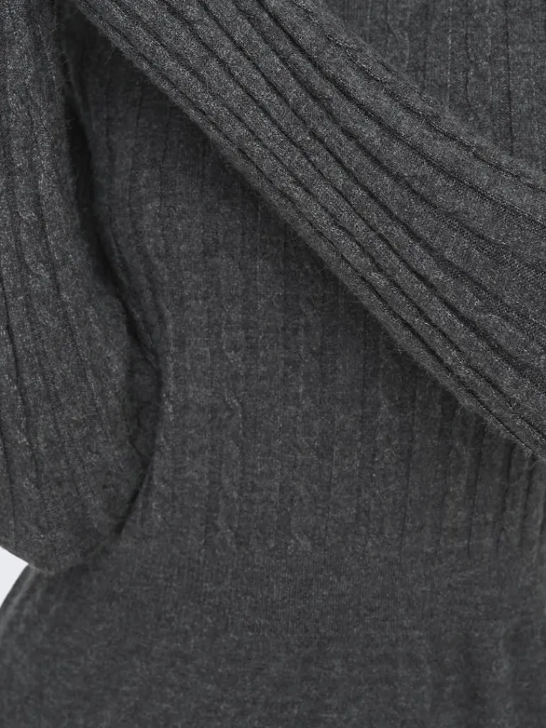 ONLFIA LS CABLE DRESS CS KNT dark grey melange