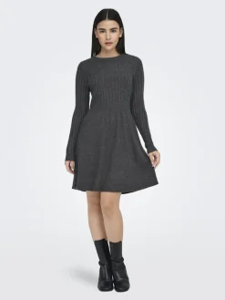 ONLFIA LS CABLE DRESS CS KNT dark grey melange