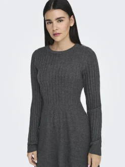 ONLFIA LS CABLE DRESS CS KNT dark grey melange