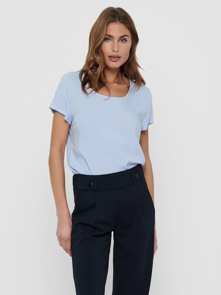 ONLFIRST ONE LIFE SS SOLID TOP WVN cashmere blue