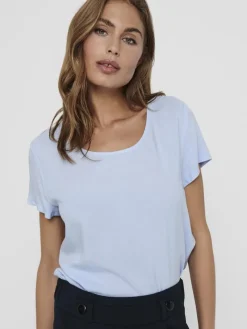 ONLFIRST ONE LIFE SS SOLID TOP WVN cashmere blue
